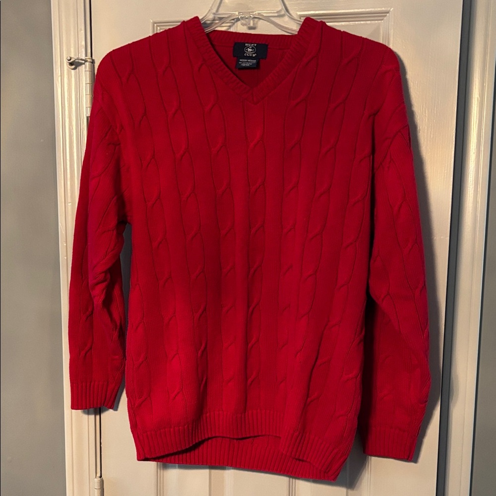 Hunt Club Cable Knit Sweater in Bold Red
